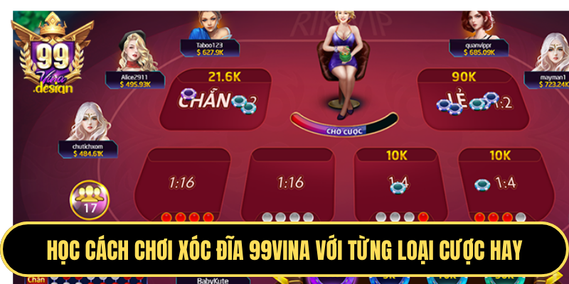 Học cách chơi xóc đĩa 99VINA với từng loại cược hay